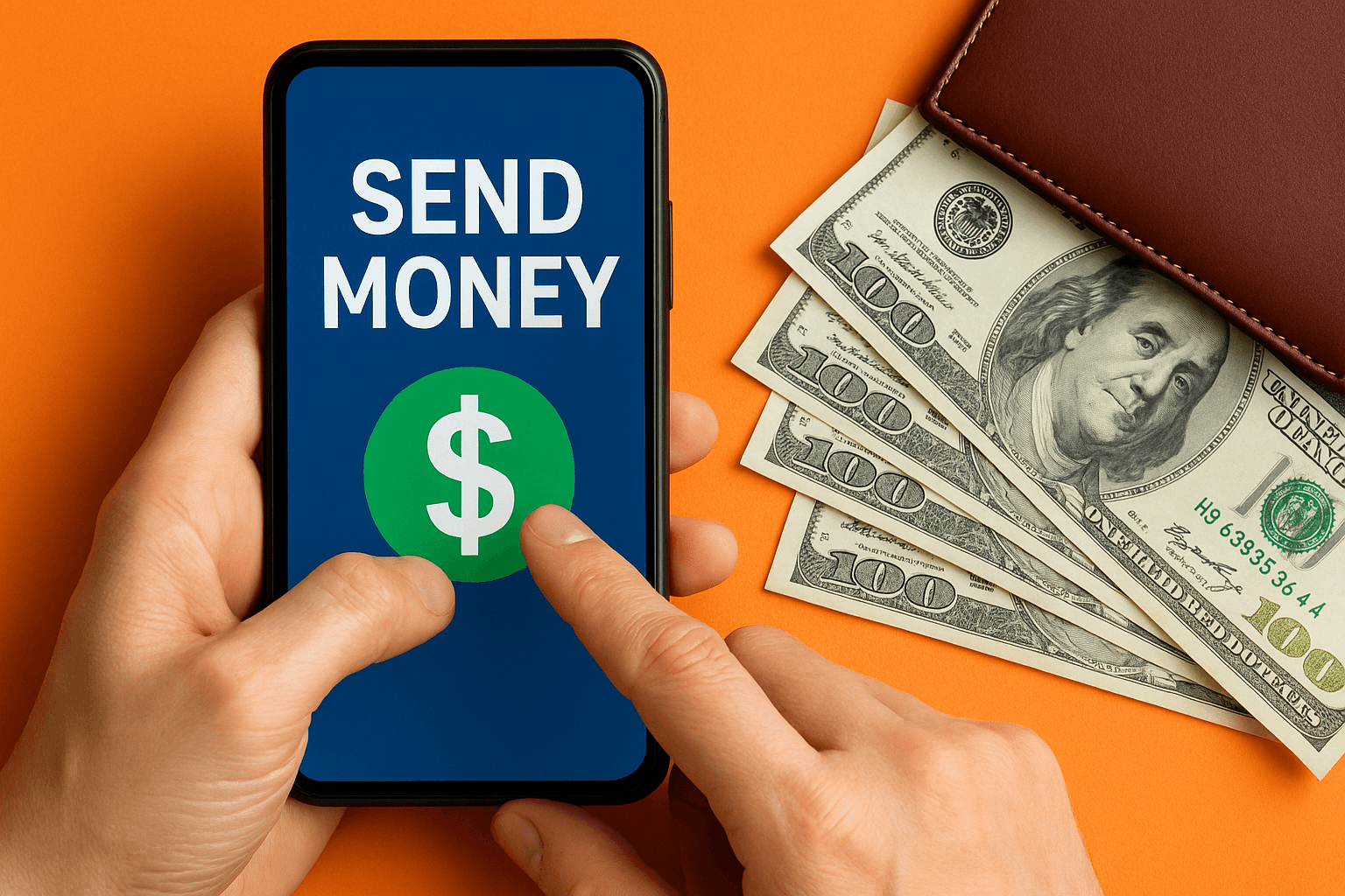 Sugar daddy apps that send money without meeting illustration showing smartphone, chat bubbles, and digital money transfer